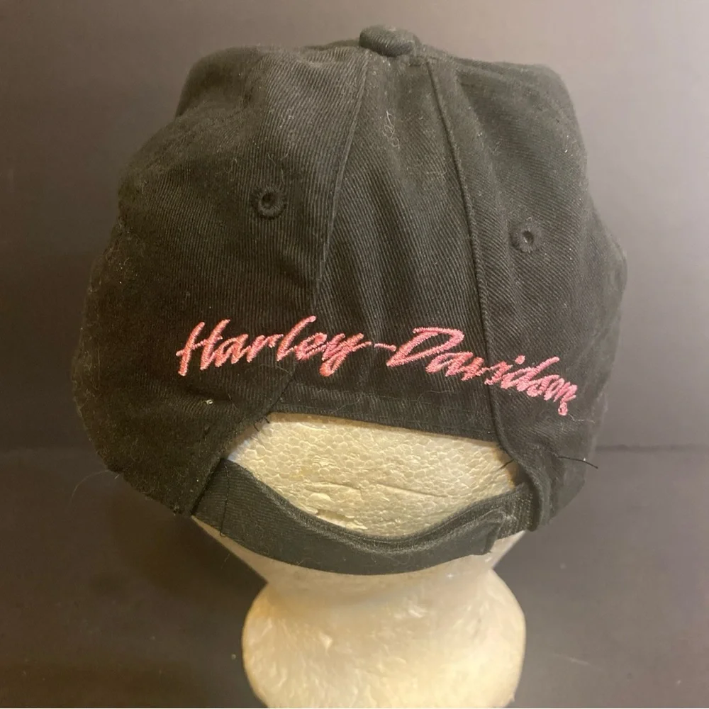 Harley Davidson Hat Cap Strap Back Womens Black Pink Motorcycle Biker Rider Norm